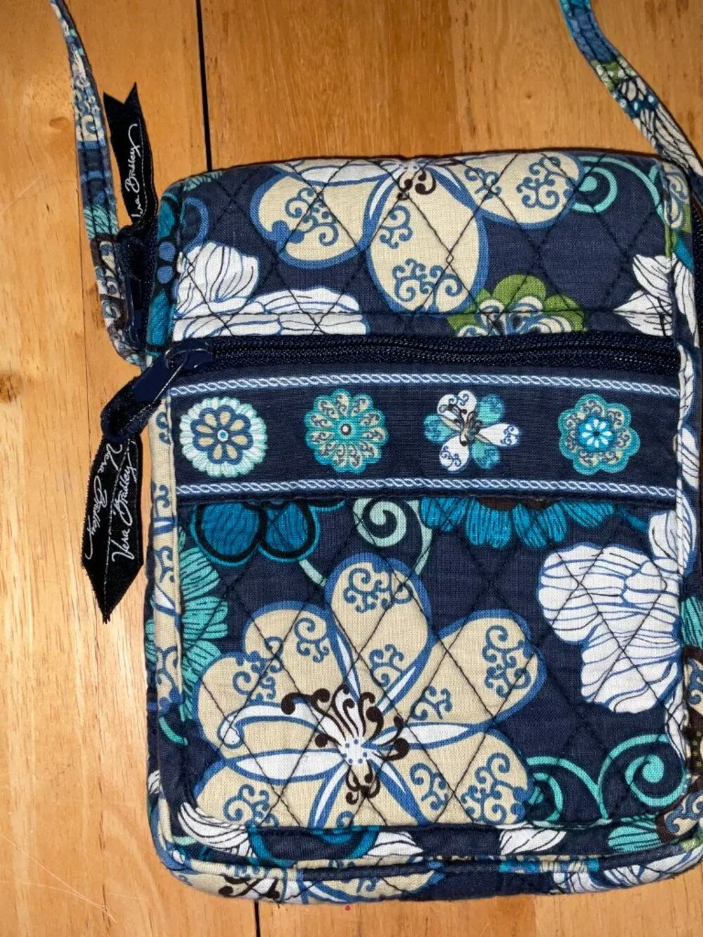 Vera Bradley Mini Hipster Crossbody Bag Mod Floral Blue Retired Quilted Cotton